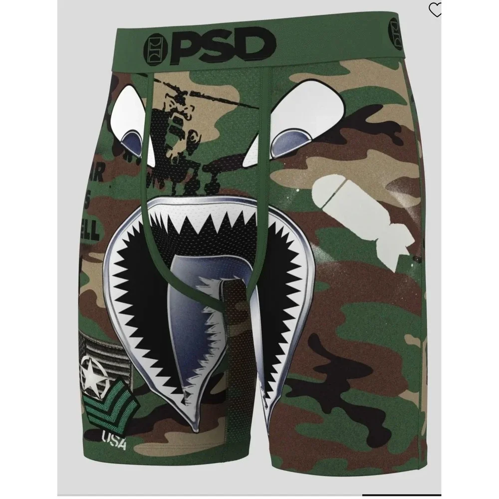 PSD Underwear Mens Boxer Briefs 3-Pack Camo Shark Military XL 425180081